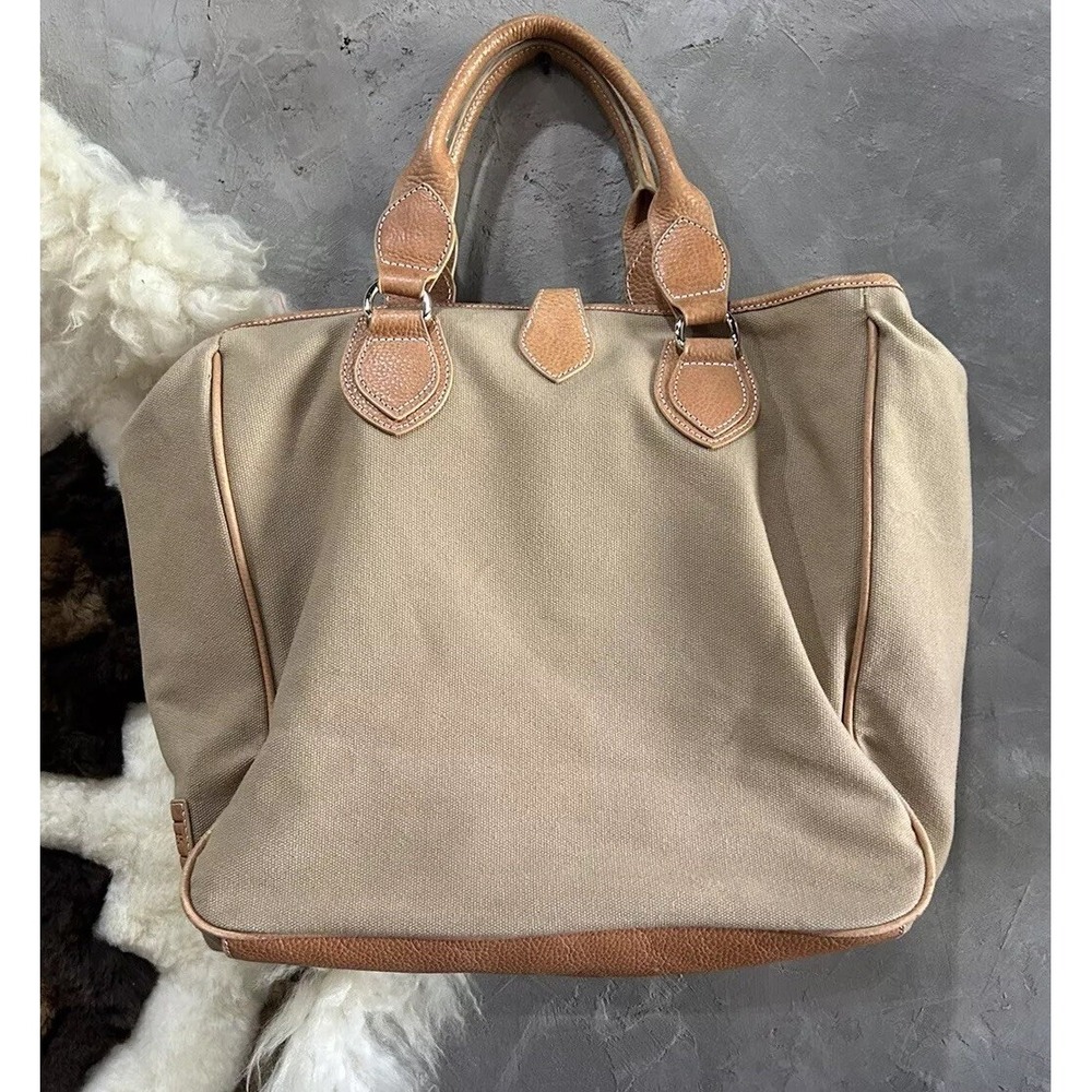 Hunter Canvas Tote Bag with Leather Straps Large Shoulder/crossbody Tan - Picture 4 of 9